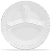 Dart 9CPWCR 9 in White Unlaminated Foam 3 Comp Plate (Case of 500)