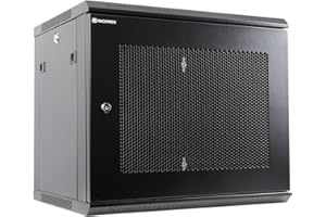 RP RACKPATH RackPath 9U Wall Mount Server Cabinet Network Rack Enclosure, Quiet Cooling Fan, Perforated Door, Black