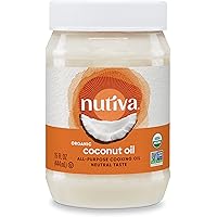 Nutiva Organic Steam-Refined Coconut Oil, 15 Fluid Ounce, USDA Organic, Non-GMO, Vegan, Keto, Paleo, Neutral Flavor and Aroma