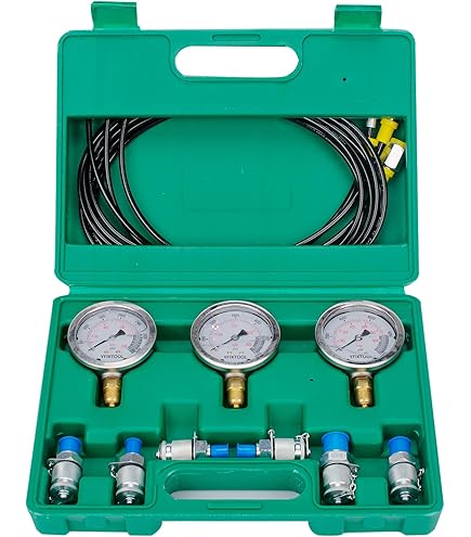 Excavator Hydraulic Pressure Test Kit - With Pressure Gauge, Test Hose