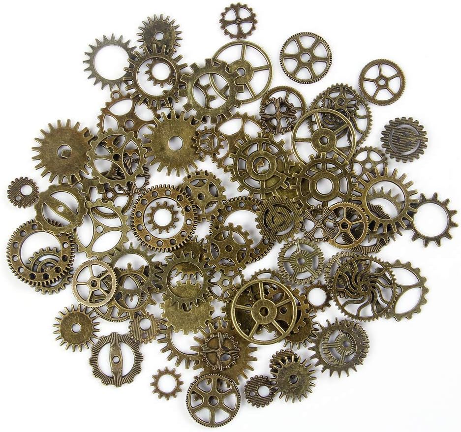 TS Trade 20pcs Bronze Watch Parts Steampunk Cyberpunnk Cogs Gears DIY Jewelry Craft