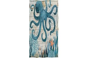Naanle Retro Underwater Octopus Old Map Starfish Print Soft Guest Hand Towel for Bathroom, Hotel, Gym and Spa (16 x 30 Inches)