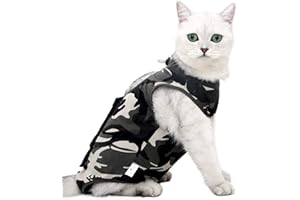 LIANZIMAU Cat Surgery Recovery Suit for Surgical Abdominal Wounds Home Indoor Pet Clothing E-Collar Alternative for Cats After Surgery Pajama Suit