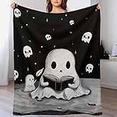 Cute Ghost Throw Blanket for Teens Boys Girls and Adults Soft Warm Cozy Funny Midweight Food Flannel Blankets for Couch Sofa Bed Camping Travel Home Decor 40" X 50"
