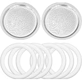 BIA640310 Replacement for Bialetti Moka 9 Cups Espresso Coffee Gasket | for Express Dama Espresso Coffee Parts Kit - Gasket Coffee With 6 Pcs Silicone Sealing &amp; 2 Pcs Stainless Filter Plate