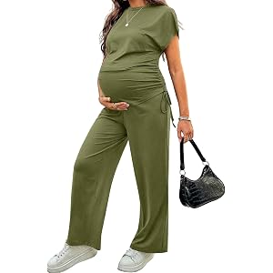 BLENCOT Maternity Clothes Summer Short Sleeve Sets Casual 2 Piece Outfits | Soft sleepwear for pregnant ladies, comfy loungew