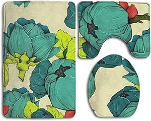 3 Pieza Antideslizante Alfombra de baño Set de baño de la Alfombra