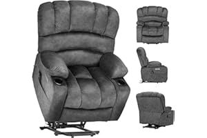 DURASPACE Power Lift Recliner Electric Lift Massage Recliner Chairs with Heat, Large Shell Velvet Backrest Lift Chair Recliners for Elderly, Seniors (Gray)
