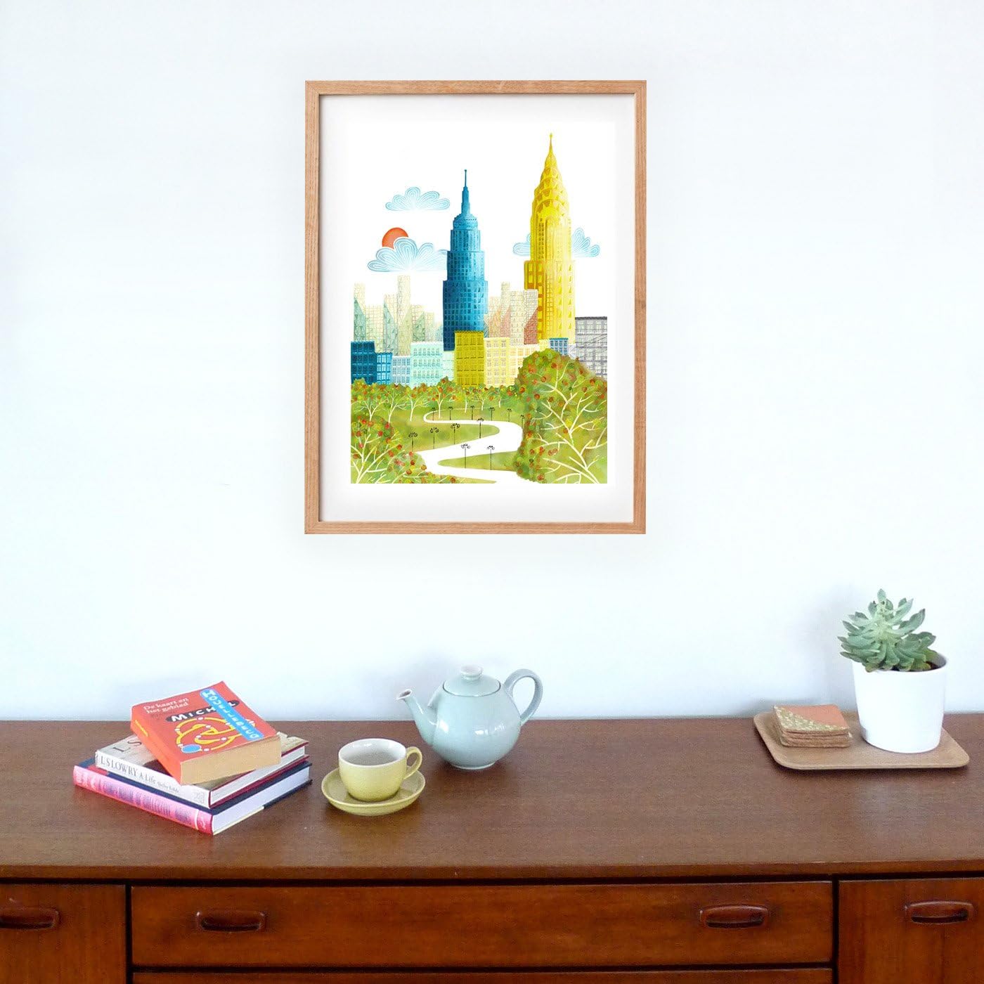New York Central Park Print, Brooklyn Bridge, Wall Art Poster. Options available in A4, A3, A2 paper sizes