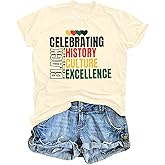 Black History Month Shirts Women: Afro American Pride T Shirt Celebrating Black Culture Excellence Tee Short Sleeve Top
