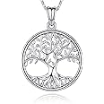 Friggem Tree of Life Necklace for Women, Sterling Silver Pendant with 18'' Chain, Jewelry Gifts for Women Grandma Wife Mom (with Gift Box)