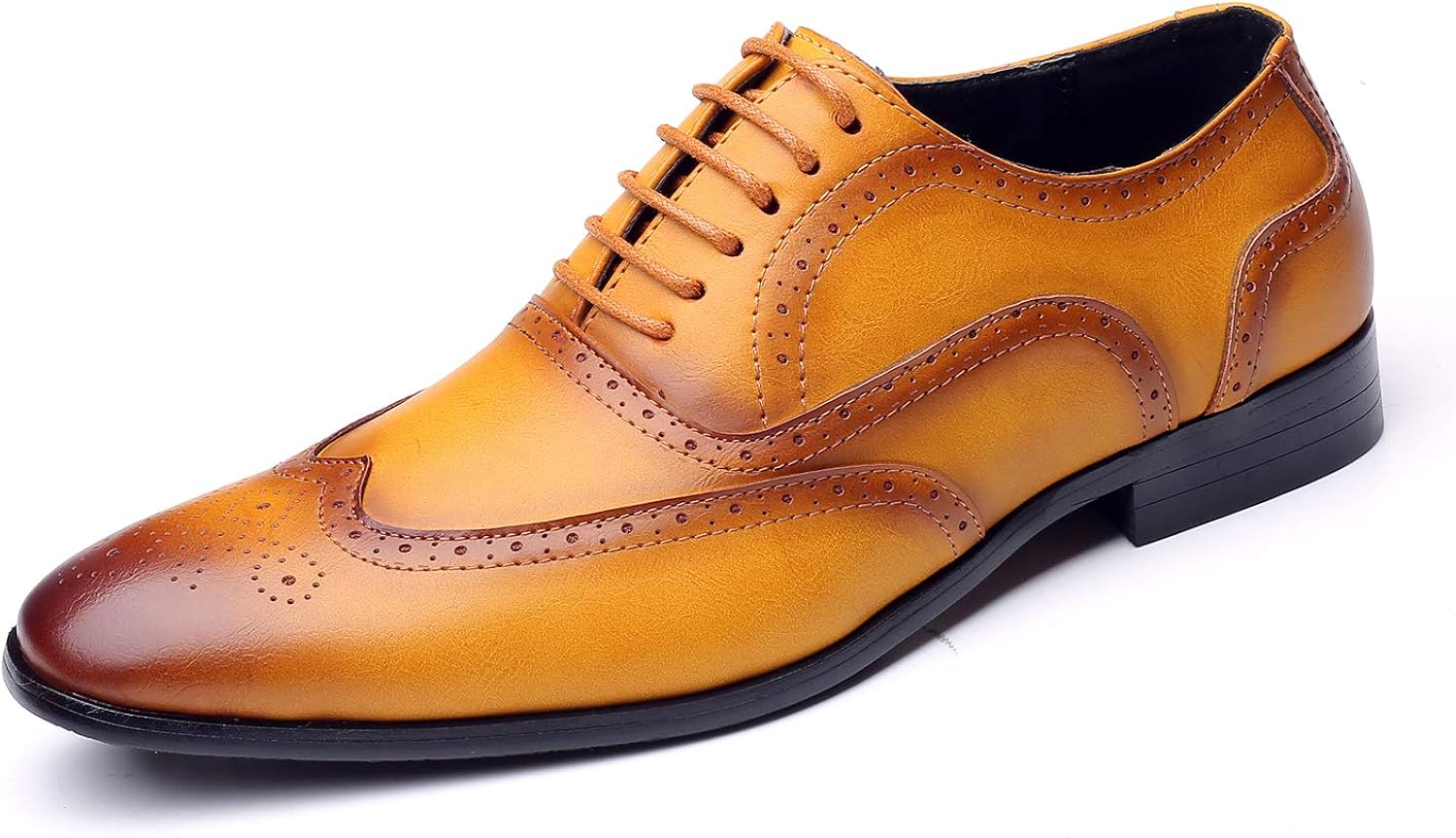 Jumuland Mens Business Leather Dress Shoes Classic Modern Pointed Toe Lace up Oxford for Men