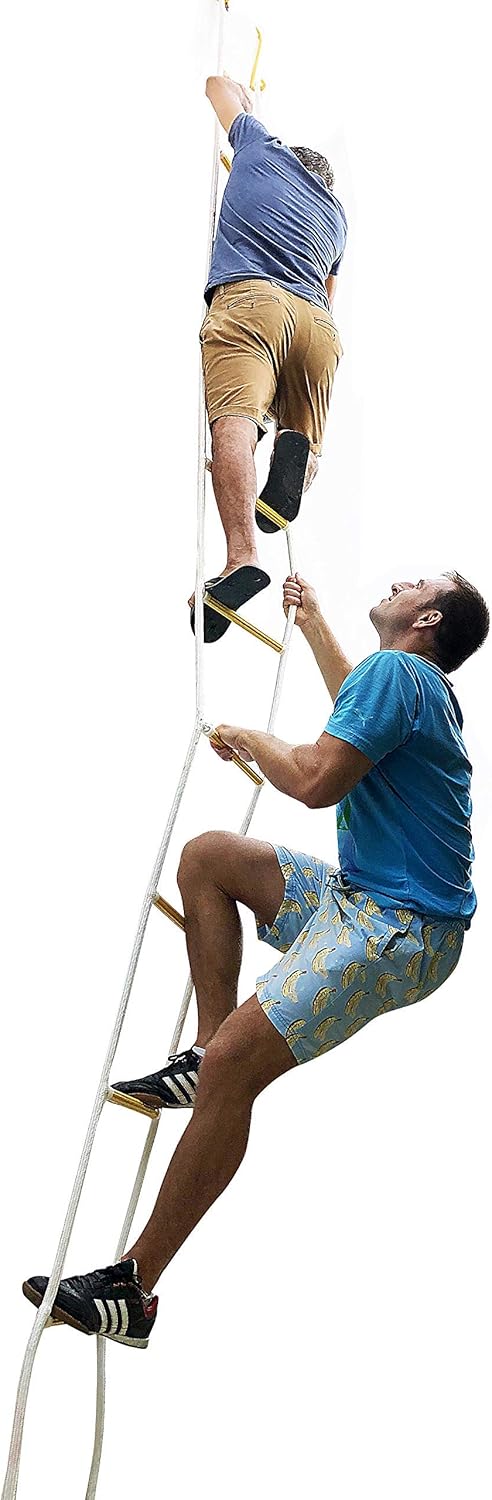 Two-Story Fire Escape Ladder 13 ft Flame Resistant Emergency Rope Ladder with Spring Hooks - Reusable - Weight Capacity up to 2000 Pounds (13ft) - - 