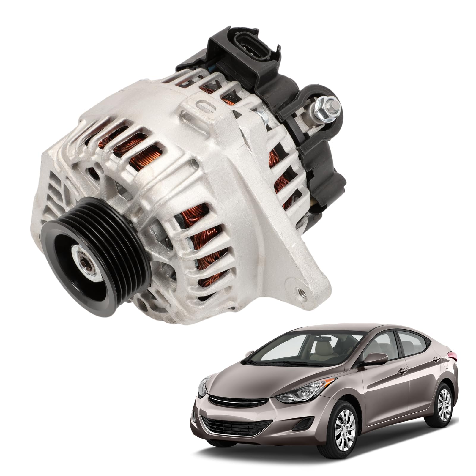 Photo 1 of GNXFixt 11610 90A Alternator Compatible with Elantra Coupe GT 2011-2017, Forte Koup Forte5 2014-2016, Soul 2012-2013 1.8L 2.0L L4 Replace# 37300-2E200 373002E200 11610N 2610428