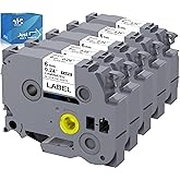 Weemay 5X 6mm Laminated White Labeling Tape TZe-211 Compatible for Brother PTouch Label Maker 0.23in (6mm) x 26.2ft (8m) Compatible with TZe and TZ 211 Tape, Ideal for Home, Office, and School Use