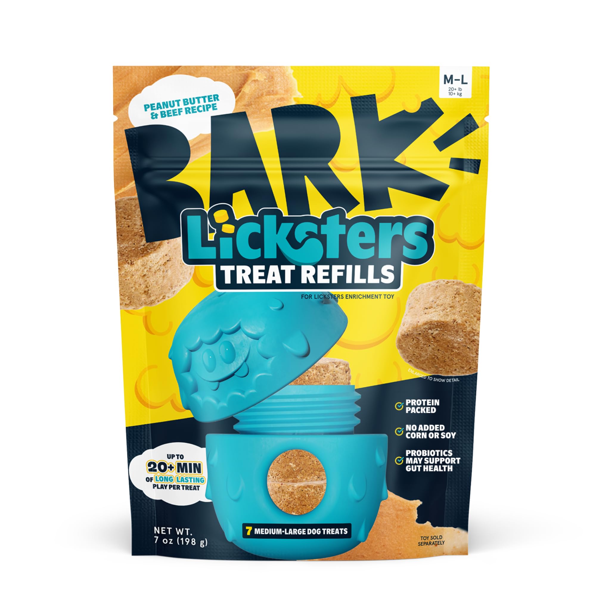 BarkBox LICKSTERS Peanut Butter & Beef Treat Refills - Medium and Large | Peanut Butter & Beef Recipe Dog Treats - Probiotics