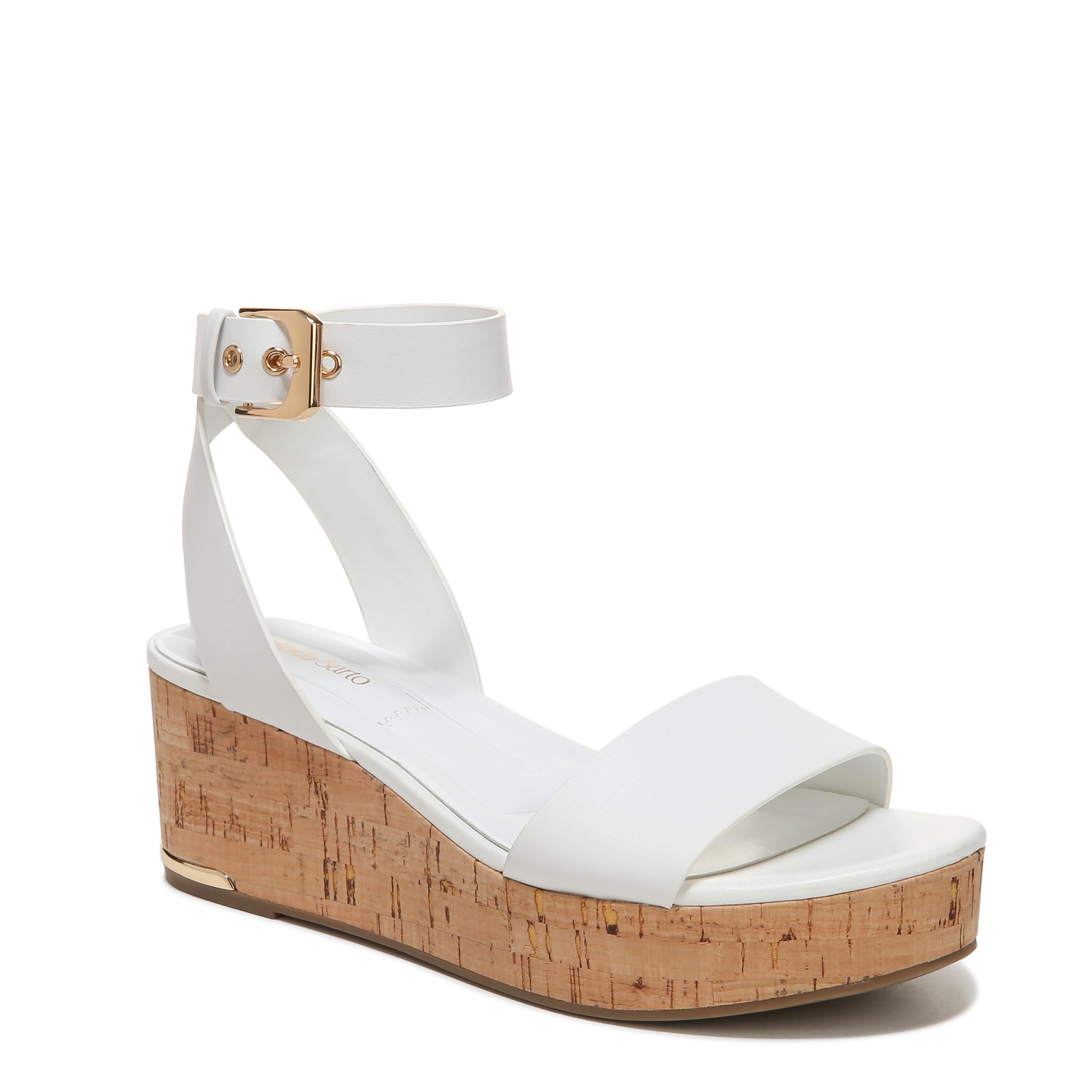 Franco Sarto Womens Presley Platform Wedge White Leather 10 M