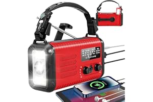 IRONTHUNDER Emergency Hand Crank Radio, NOAA Weather Radio, 20000mAh /74000mWh Solar Radios with AM FM, Portable Flashlight Cell Phone Charger, S0S Alarm& Reading Lamp for Camping Hiking (Red)