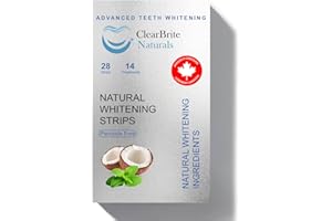 Proudly Canadian ClearBrite Naturals Whitening Strips, Peroxide Free, Coconut Mint Flavour, Natural Active Ingredients, 28 St