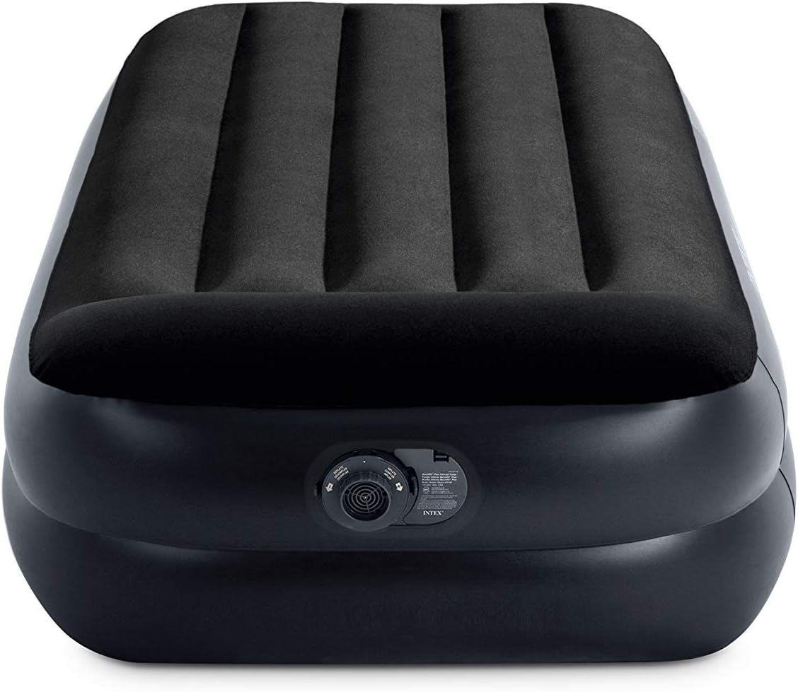 Intex Dura-Beam Standard Series Pillow Rest Raised Airbed w/Built-in Pillow & Internal Electric Pump, Twin: Sports & Outdoors