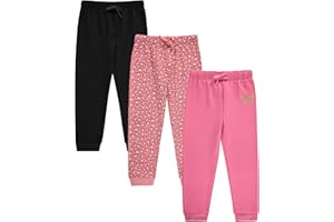 BTween Kids Girl's Fashion Stretch Waist Ultra Soft Jogger Pants Set - 3 Pack Bundle