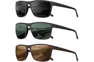 QALLY Polarized Sunglasses Men Lightweight Square Mens Sun Glasses for Driving Sports with UV400 Protection