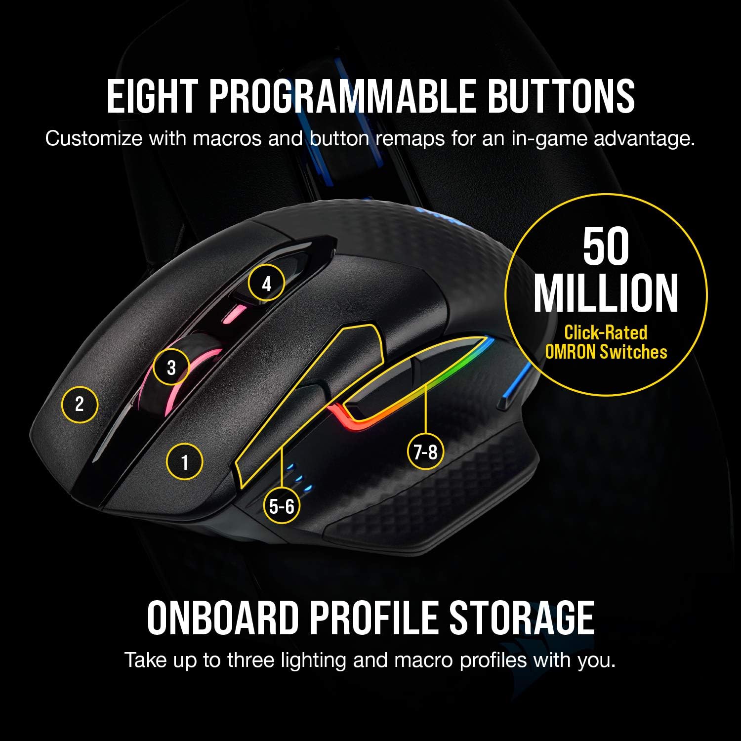 Corsair Dark Core RGB Pro, Wireless FPS/MOBA Gaming Mouse with SLIPSTREAM Technology, Black, Backlit RGB LED, 18000 DPI, Optical,CH-9315411-NA: Computers & Accessories