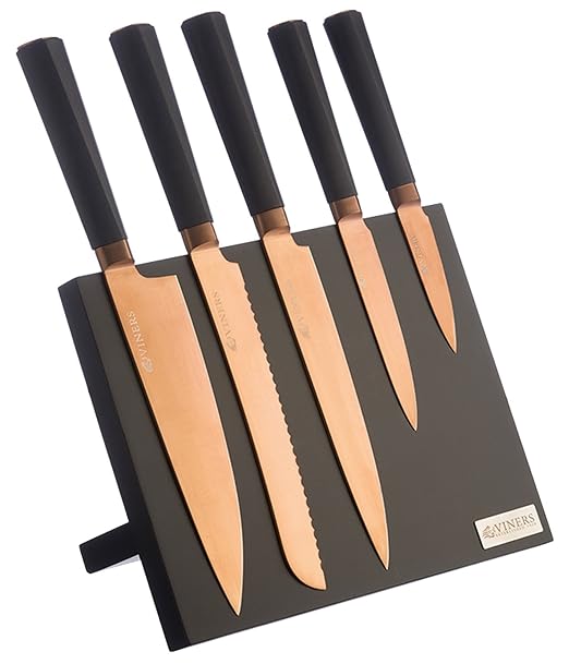 Viners Titan Kitchen Knife Block Set, Stainless Steel, Copper, 10 x 34