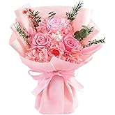Preserved Flowers Bouquet, Flowers for Delivery,Handmade Pink Rose Bouquets Lasting 3-5 Years, Luxury Gift Box,Birthday Flowers Gifts for Women Mom Grandma Wife Friends