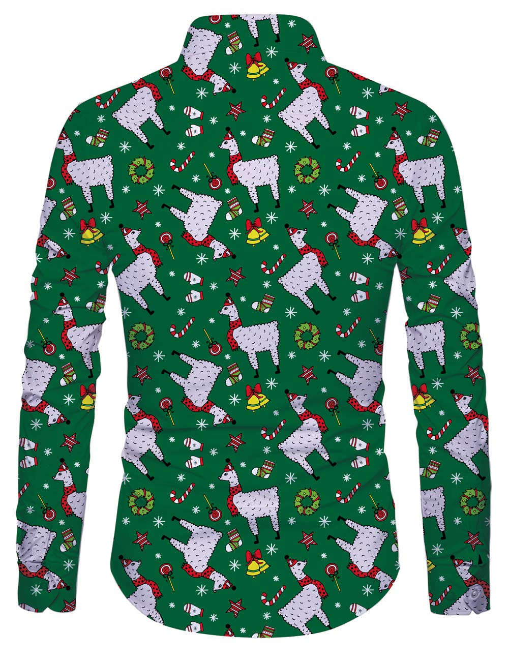 RAISEVERN Camisa con Botones con Estampado navideño de Hombres Casual Camisas Divertidas de Dibujos Animados de Manga Larga Navidad para los Regalos de año Nuevo del Abuelo