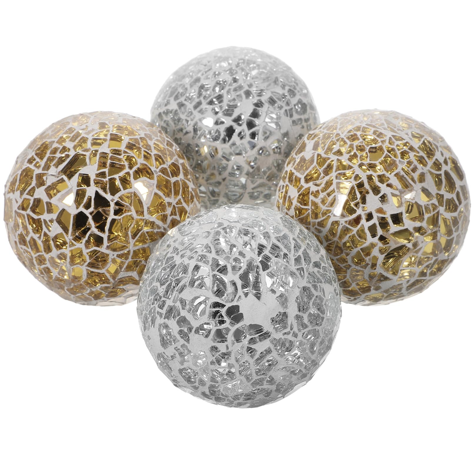 SEWACC 3.1-Inch Glass Ball Decoration - 2Pcs Mosaic Decorative Balls for Home Tabletop Decor Perfect for Weddings and Housewarming Gifts