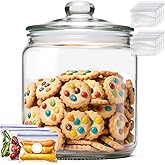 MASTERTOP Large Glass Jar with Lid, Airtight Glass Storage Containers with Lids, Wide Mouth Cookie Candy Jar with Leak Proof 