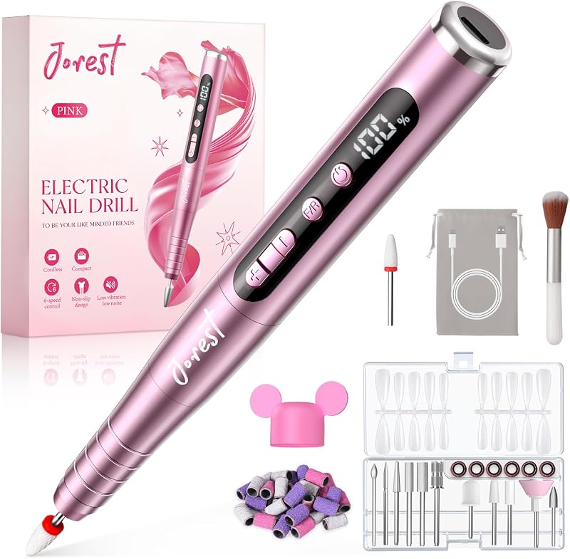 Furadeira profissional 13 em 1, lima elétrica, 35000rpm, 6 velocidades ajustáveis, conjunto de manicure, pedicure para pés, polidor, broca em gel Unhas, removedor de cutículas, manicure, rosa — foto 1 de 8
