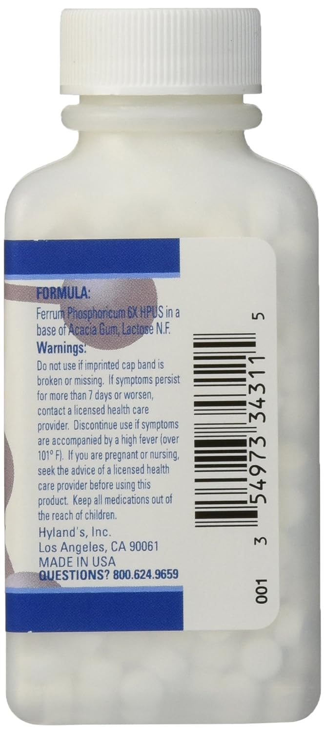 Decongestant and Sinus Relief, Inflammation Supplement, Natural Relief of Cold and Fever Symptoms, Hyland's #4 Cell Salt Ferrum Phos 6X Tablets, 500 Count: Beauty
