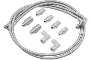 XITUANYUAN 52" 6AN SS Braided Transmission Cooler Hose Lines,for Chevy Ford Mopar GM GMC Buick Cadillac Cars and Trucks Replace 700R4/ TH350/ TH400/ NP-700RTL