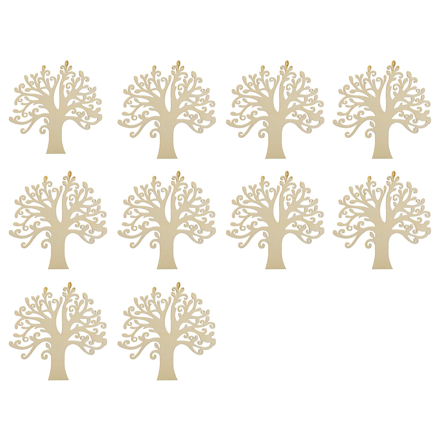 Rumyve 10Pcs Natural Wooden Tree Embellishments,Tree Ornaments for Wedding Christmas Party Scrapbooking Card Making Decorating DIY Crafts Arts