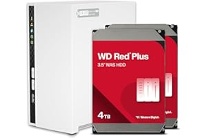 QNAP TS-233-24WD-US 2 Bay Home NAS with 4TB Storage Capacity, Preconfigured RAID 1 WD Red Plus HDD Bundle, with 1GbE Ports