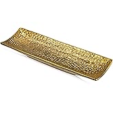 Hollyone Plant Tray Saucer Decor Gold Metal Ceramic 16inch Rectangular Planter Pot Wire-Drawing Plant Saucer Tray Rectangular