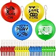 32 Pcs Video Game Punch Balloons Pixelated Punch Ball Pixel Video Game Balloons Latex Balls Toys for Birthday Party Favors Supplies, Goodie Bag Filler(Blue, Red, Yellow, Green)