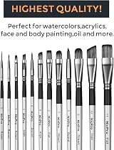 Nicpro 12 PCS Artist Paint Brush Set for Acrylic Oil Watercolor Gouache view 7
