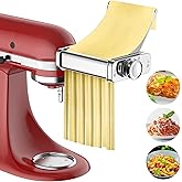 GVODE 3-in-1 Pasta Maker Attachment for KitchenAid Stand Mixers | Stainless Steel Rollers and Cutters, 8 Thickness Settings, Metal Body Not Plastic, Makes Spaghetti Fettuccine Lasagna