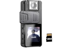 Hoestr Body Camera with 3000mAh Large Battery, 55GB Body Cam with 180° Rotatable Lens and 2 Sturdy Clips (55GB)