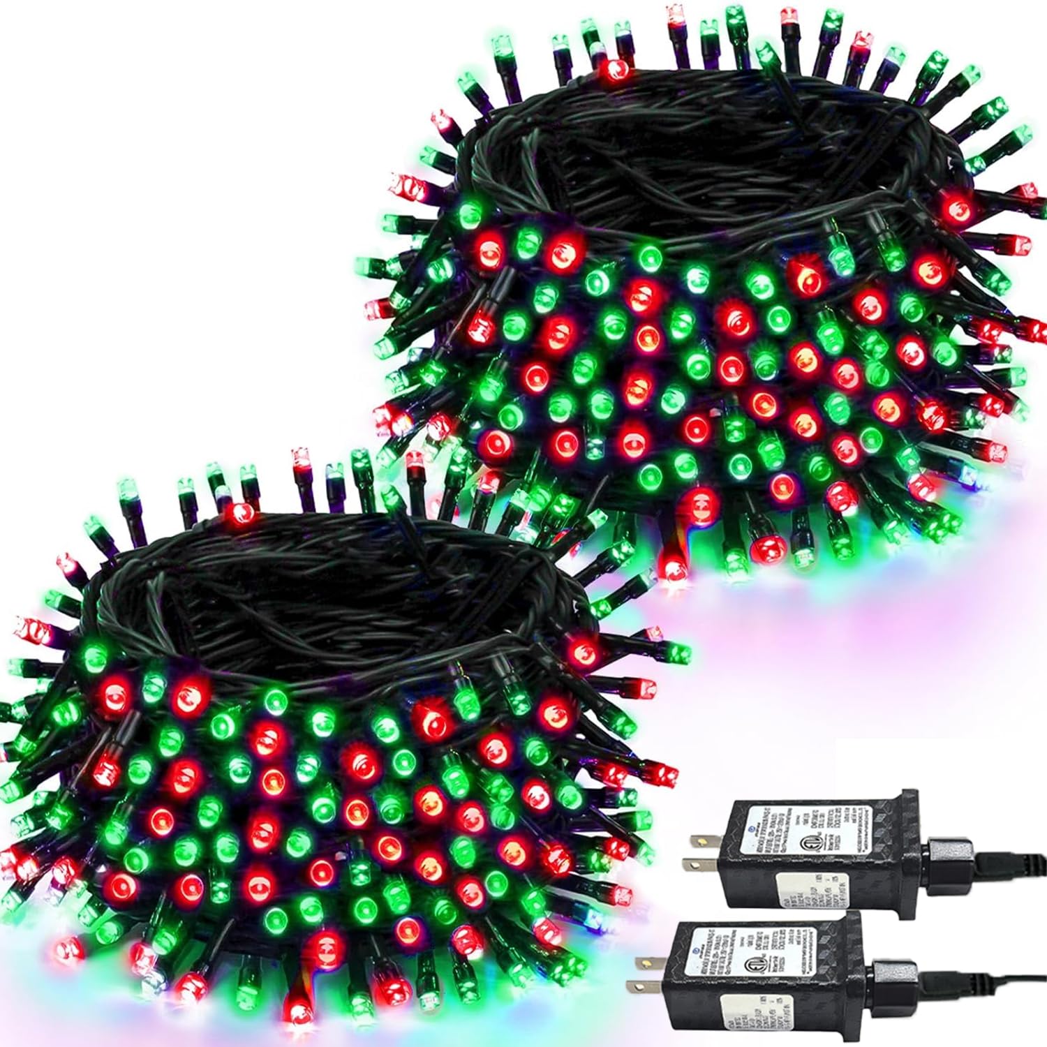 Photo 1 of 2 Pack Christmas String Lights Indoor Outdoor, Super Bright 66FT 200 LED String Lights Waterproof, 13 Modes Twinkle Xmas Lights with Timer for Christmas Tree Decorations (Red and Green)