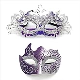 Aimeein Masquerade Masks for Couples Mardi Gras Mask with Glitter Carnival Party Props for Costume Ball and Cosplay
