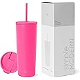Simple Modern Insulated Tumbler with Lid and Straw | Iced Coffee Cup Reusable Stainless Steel Water Bottle Travel Mug | Gifts for Women Men Her Him | Classic Collection | 24oz | Raspberry Vibes