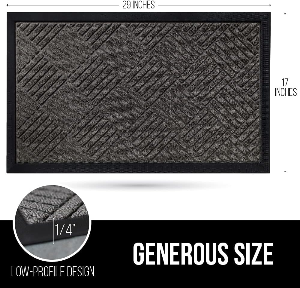 Gorilla Grip Durable Natural Rubber Door Mat, Waterproof, Low Profile, Heavy Duty Welcome Doormat for Indoor and Outdoor, Easy Clean, Rug Mats for Entry, Patio, Busy Areas, 17x29, Gray Diamond: Home & Kitchen