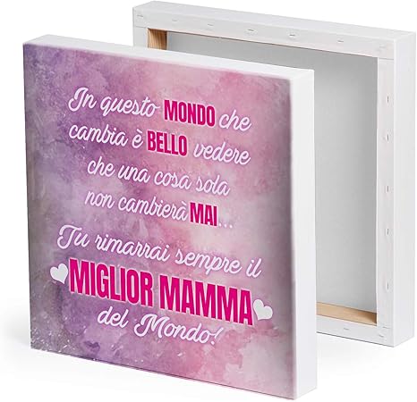Quickgadget Idea Regalo Arredo Casa Quadro Tela Canvas Quadretto Con Dedica Dedicata Alla Festa Della Mamma Compleanno In Questo Mondo Che Cambia Tu Rimarrai Sempre La Migliore Mamma Del Mondo Amazon It Casa