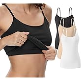 Vislivin Womens Cotton Camisole Adjustable Strap Tank Tops with Shelf Bra Stretch Undershirts