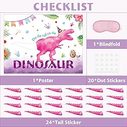 WERNNSAI Pin The Tail on The Dinosaur Game - Girl