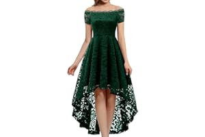 Dressystar Women's Lace Cocktail Dress Hi-Lo Off Shoulder Bridesmaid Swing Formal Party Dress